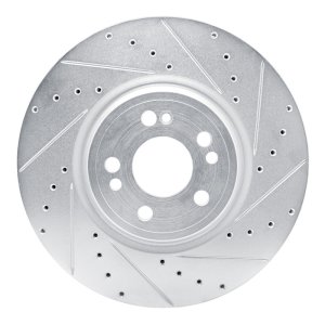 Mercedes-Benz GLE350 Brake Rotor (1) - Front Right - R1 Concepts - Drilled & Slotted - Silver - `20-`25